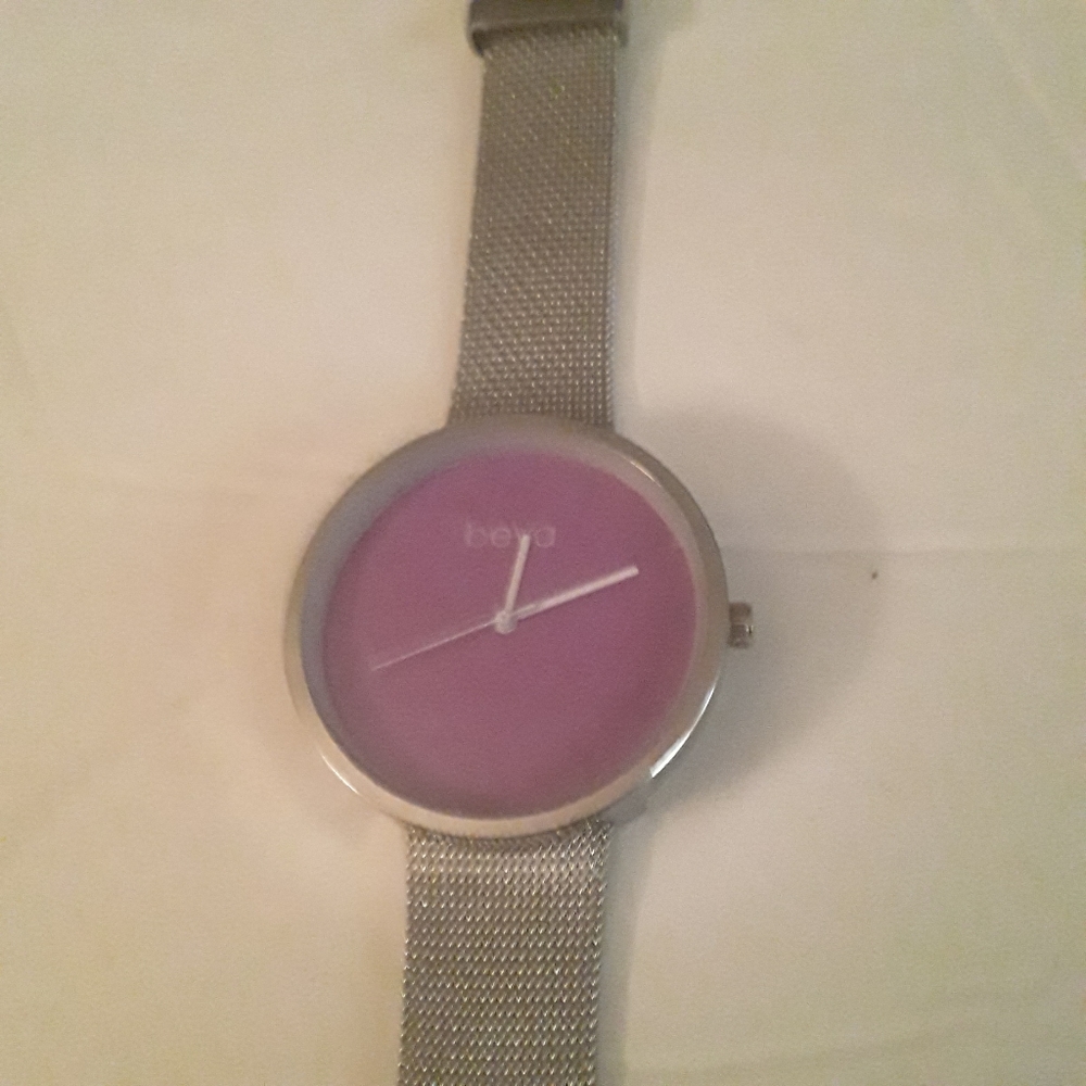 Vintage Womens Watch large Round purple face with